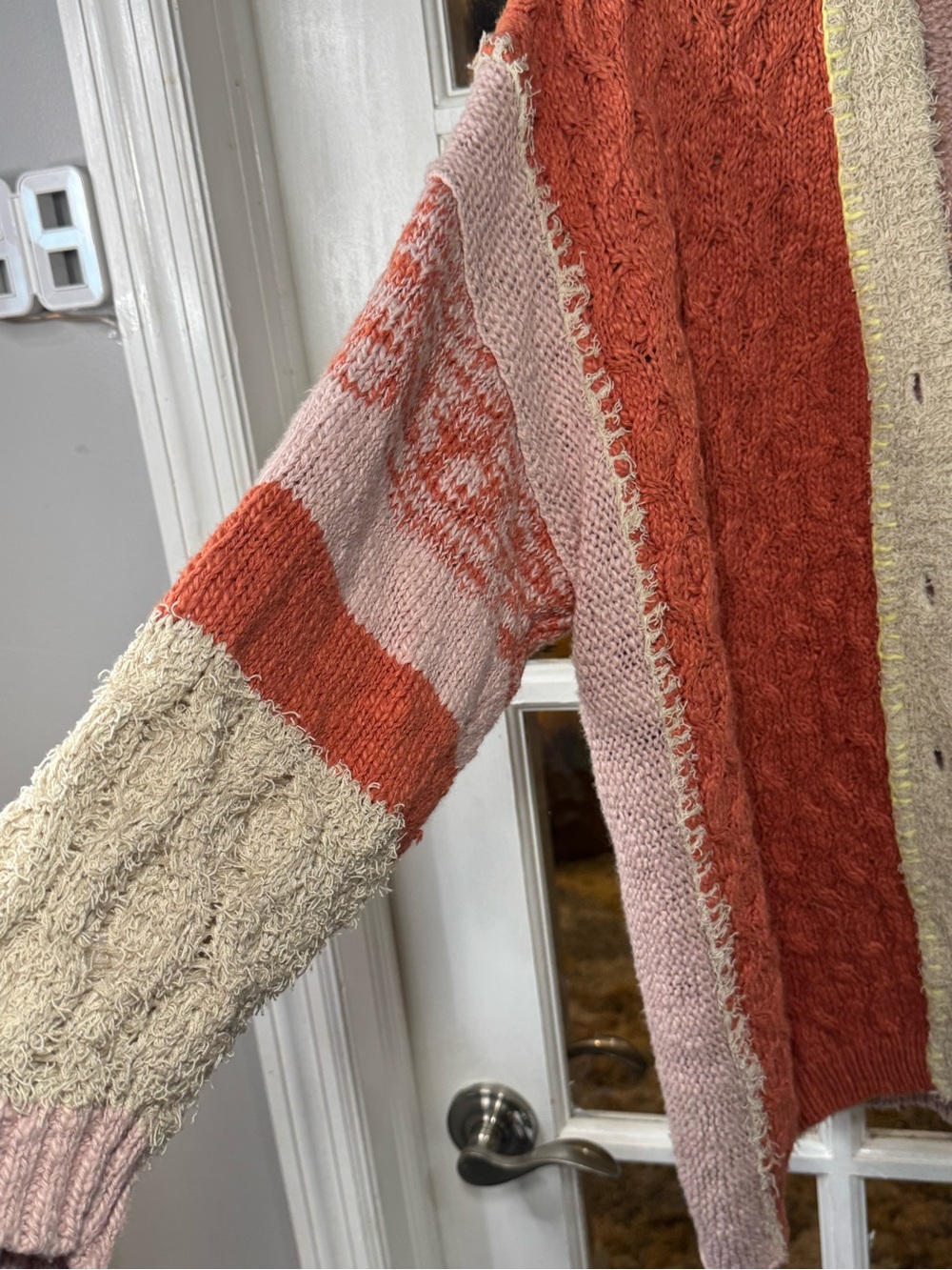 🥥🍊🌺 Free People LIGHTHOUSE cardigan/sweater in Clay Combo NWT 🌺🍊🥥 - Picture 7 of 8